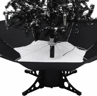 vidaXL Kerstboom Sneeuwend 140 cm PVC Zwart Paraplubasis