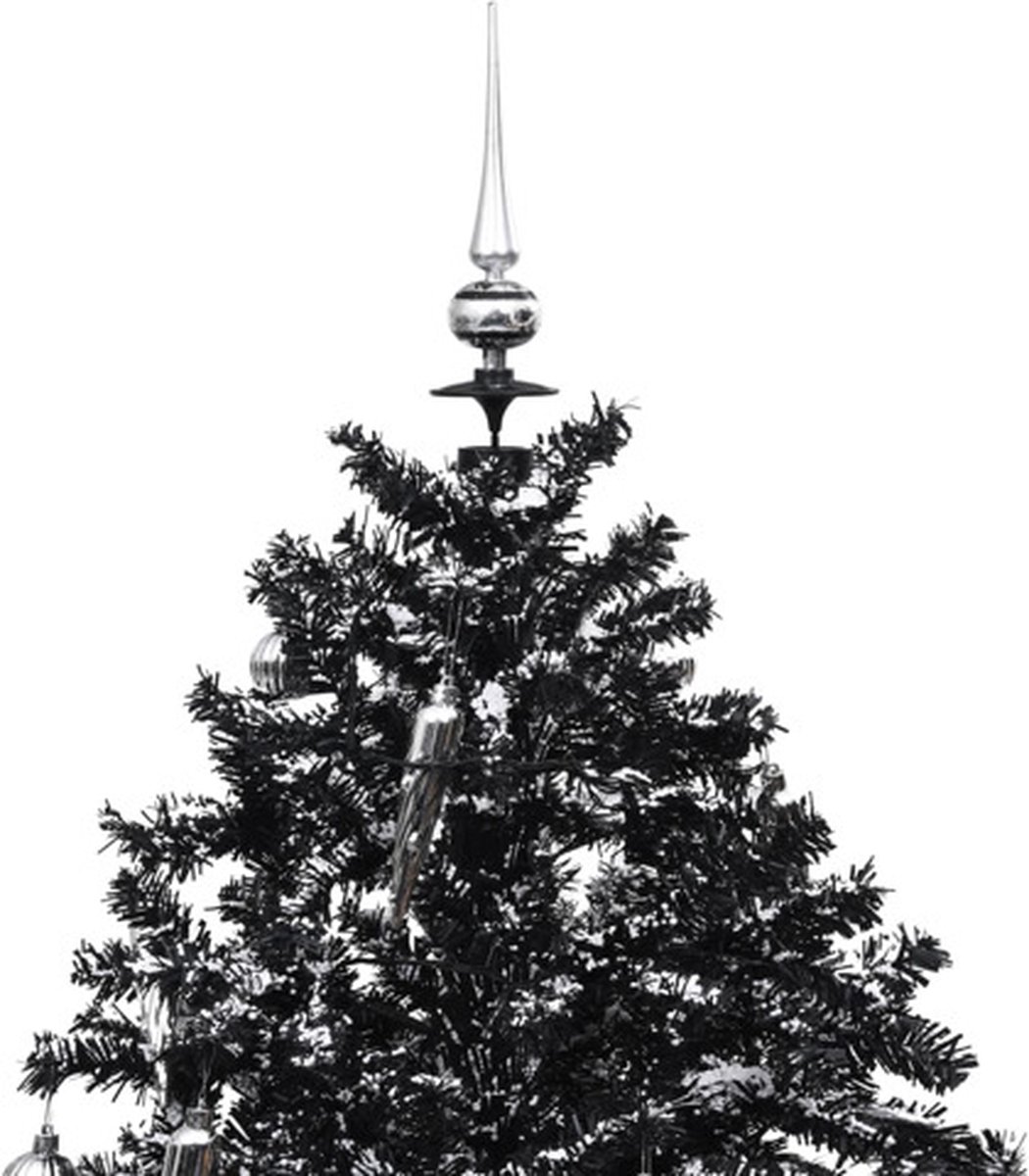 vidaXL Kerstboom Sneeuwend 140 cm PVC Zwart Paraplubasis