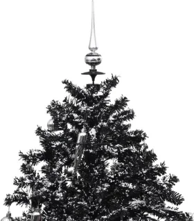 vidaXL Kerstboom Sneeuwend 140 cm PVC Zwart Paraplubasis