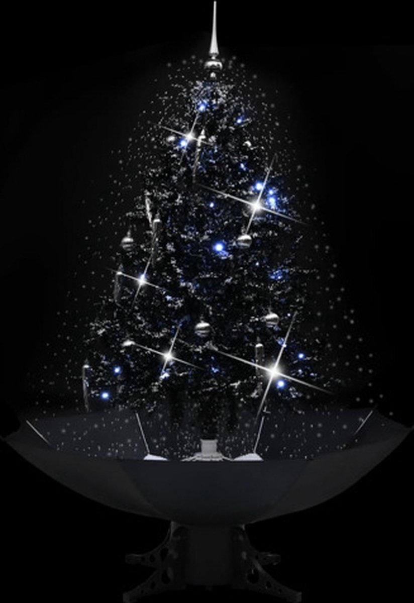 vidaXL Kerstboom Sneeuwend 140 cm PVC Zwart Paraplubasis