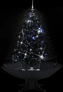 vidaXL Kerstboom Sneeuwend 140 cm PVC Zwart Paraplubasis