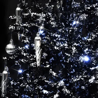 vidaXL Kerstboom Sneeuwend 140 cm PVC Zwart Paraplubasis