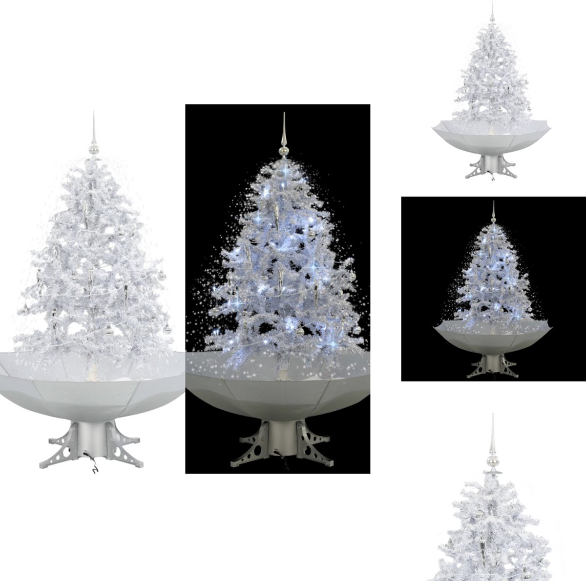 vidaXL Kerstboom Sneeuwend 140 cm wit met paraplubasis