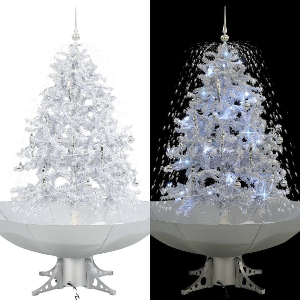 vidaXL Kerstboom Sneeuwend 140 cm wit met paraplubasis