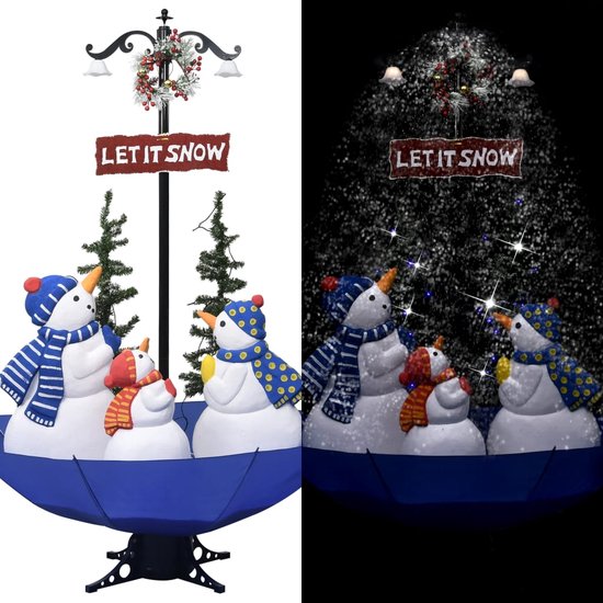 vidaXL Kerstboom Sneeuwend 170 cm PVC Blauw Paraplubasis