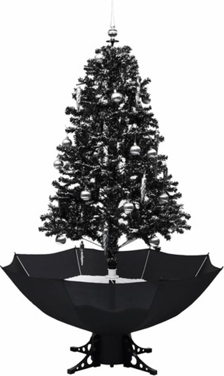 vidaXL Kerstboom sneeuwend 170 cm PVC zwart met paraplubasis