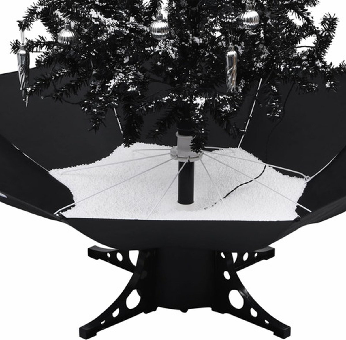 vidaXL Kerstboom sneeuwend 170 cm PVC zwart met paraplubasis