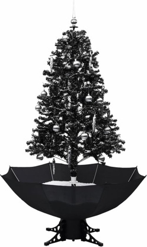 vidaXL Kerstboom sneeuwend 170 cm PVC zwart met paraplubasis