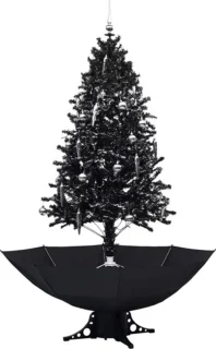 vidaXL Kerstboom sneeuwend 190 cm PVC zwart paraplubasis