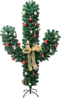 vidaXL Kerstcactus 150 cm PVC groen met standaard en LED's