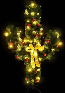 vidaXL Kerstcactus 150 cm PVC groen met standaard en LED's
