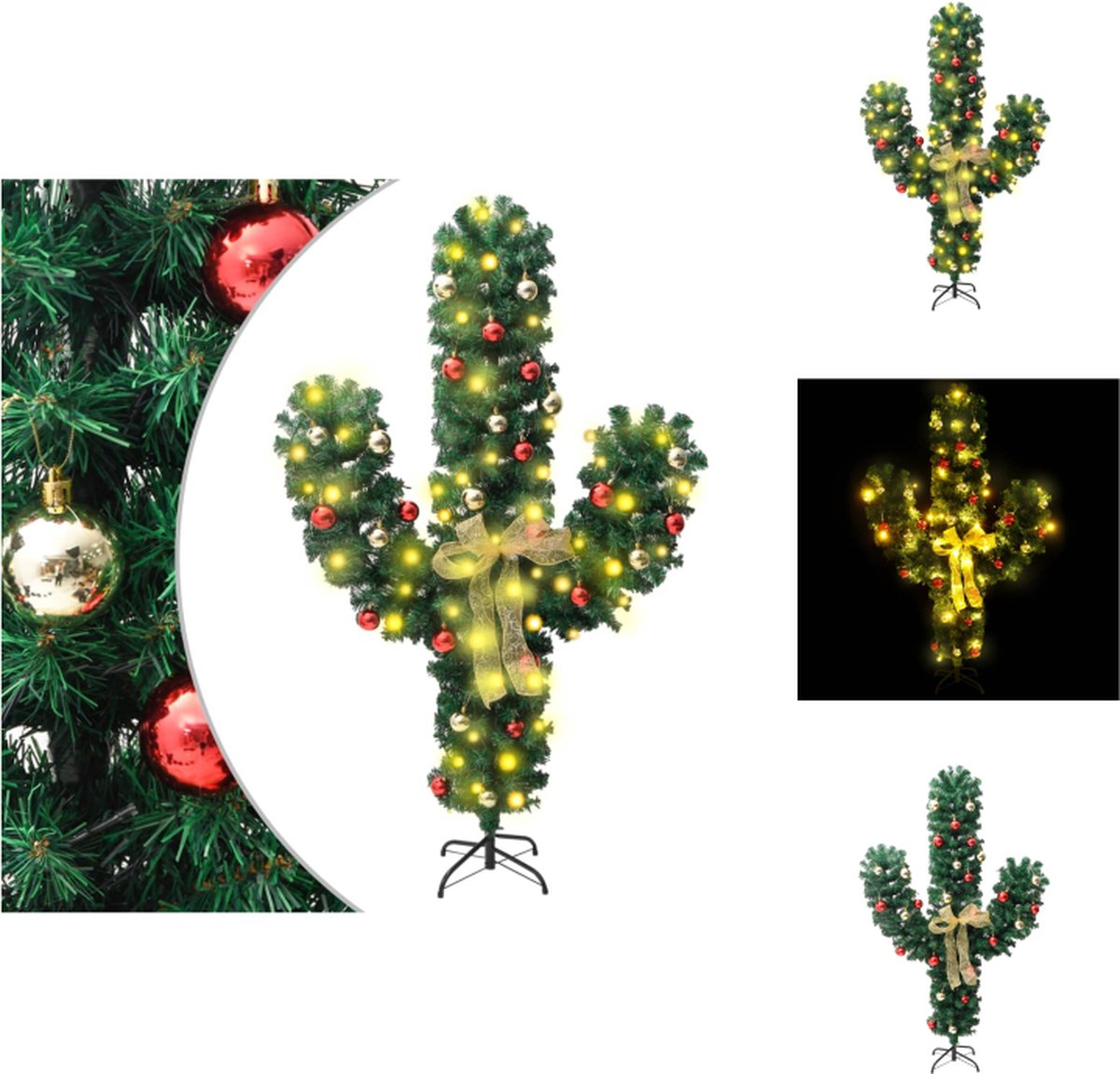 vidaXL Kerstcactus 210 cm met standaard en LED's groen PVC