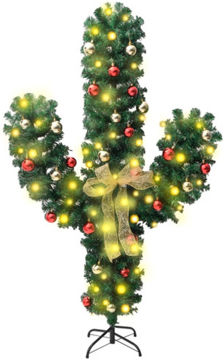 vidaXL Kerstcactus 210 cm met standaard en LED's groen PVC