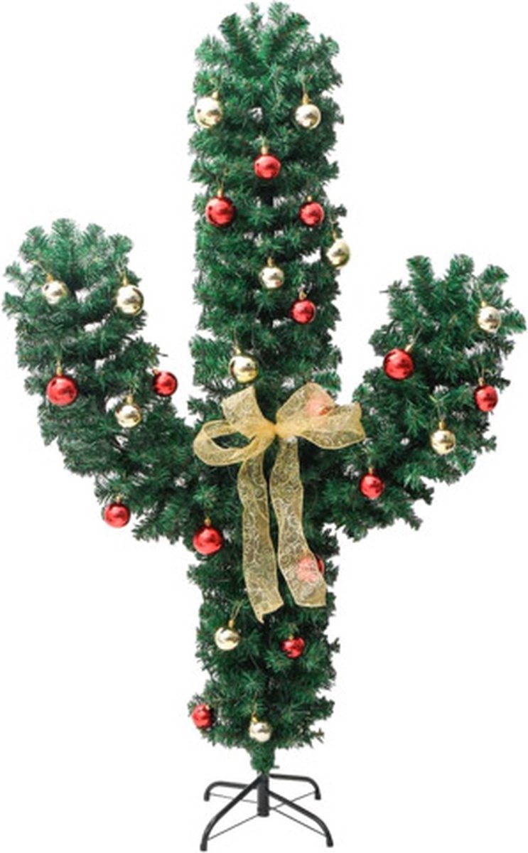 vidaXL Kerstcactus met standaard en LED's 180 cm groen PVC