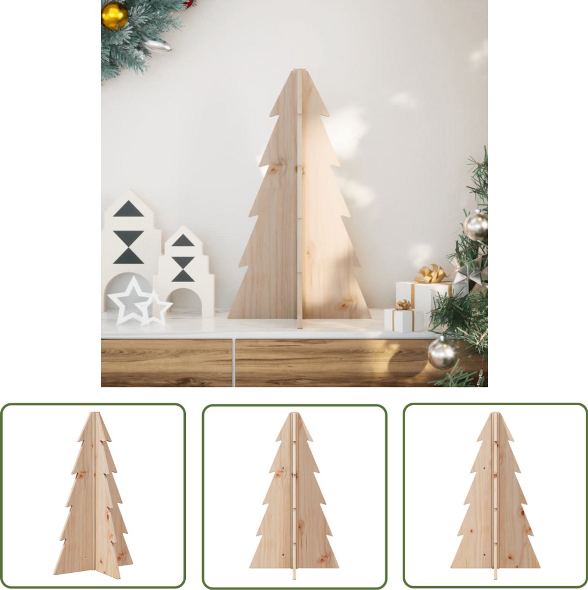 vidaXL Kerstdecoratie Kerstboom Massief Grenenhout 69,5 cm