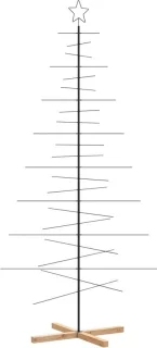 vidaXL Kerstdecoratie kerstboom met houten basis 210 cm metaal zwart