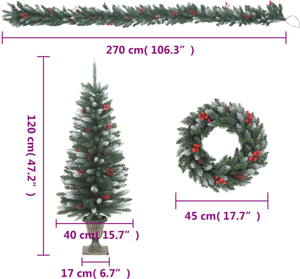 vidaXL Kerstdeurdecoratieset 4-delig PVC
