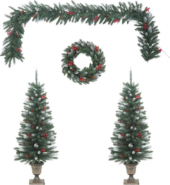 vidaXL Kerstdeurdecoratieset 4-delig PVC