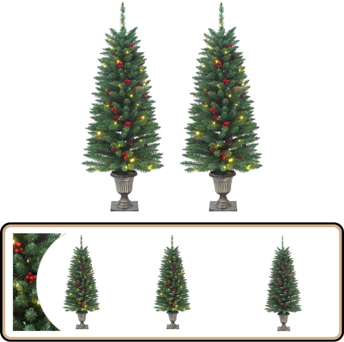 vidaXL Kunstkerstbomen set 2 stuks 120 cm groen