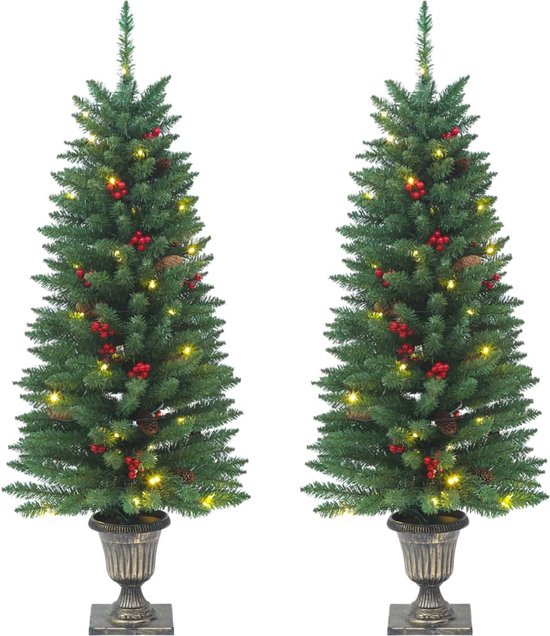 vidaXL Kunstkerstbomen set 2 stuks 120 cm groen