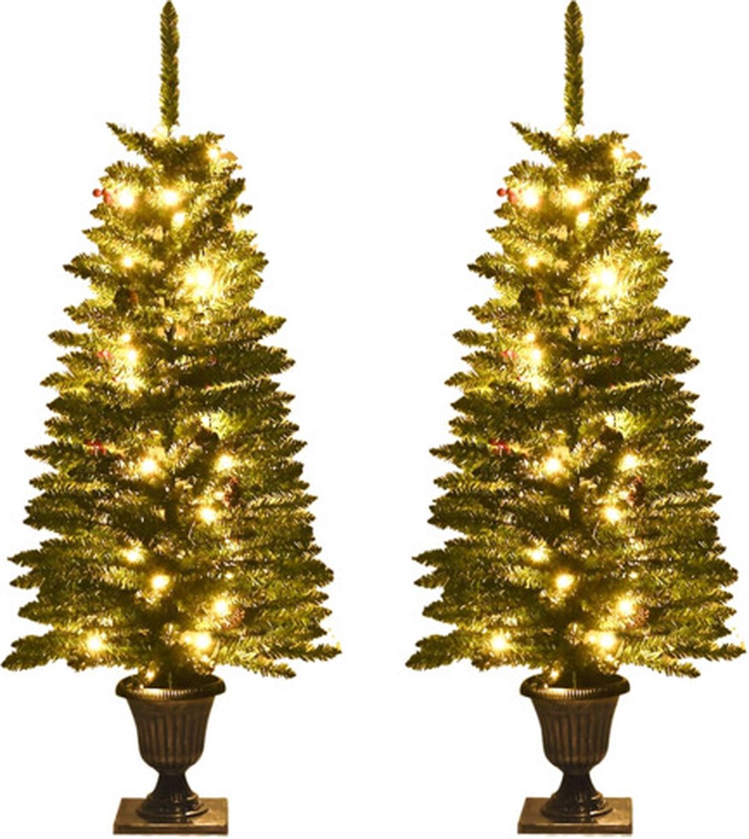 vidaXL Kunstkerstbomen set van 2 met LED's