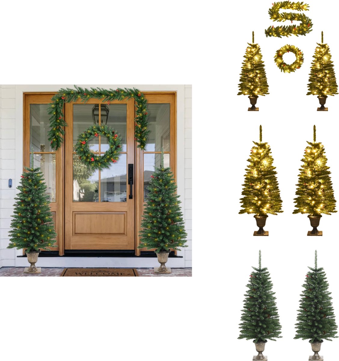 vidaXL Kunstkerstbomen set van 2 met LED's