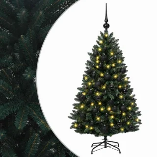 vidaXL kunstkerstboom 120 cm met kerstballen en 150 ledlampjes