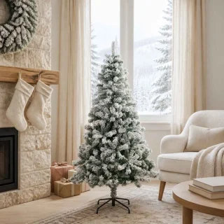 vidaXL kunstkerstboom 120 cm, PVC en staal, groen en wit