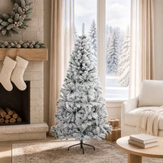vidaXL kunstkerstboom 120 cm PVC en staal groen en wit