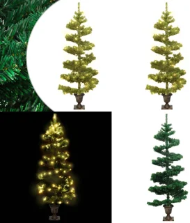 vidaXL Kunstkerstboom 120 cm PVC groen met verlichting en pot