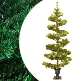 vidaXL Kunstkerstboom 120 cm PVC groen met verlichting en pot