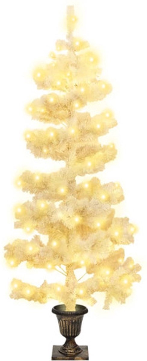 vidaXL Kunstkerstboom 120 cm PVC wit met verlichting en pot