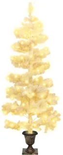 vidaXL Kunstkerstboom 120 cm PVC wit met verlichting en pot