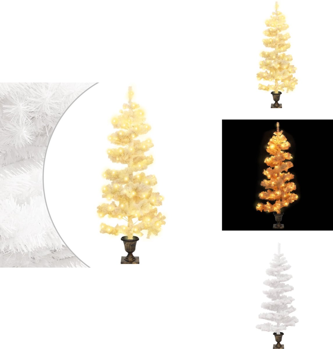 vidaXL Kunstkerstboom 120 cm PVC wit met verlichting en pot