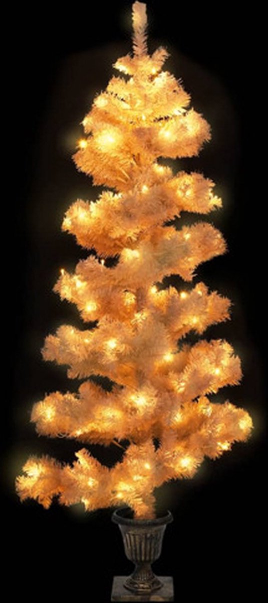vidaXL Kunstkerstboom 120 cm PVC wit met verlichting en pot