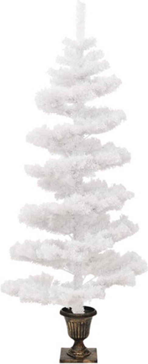 vidaXL Kunstkerstboom 120 cm PVC wit met verlichting en pot