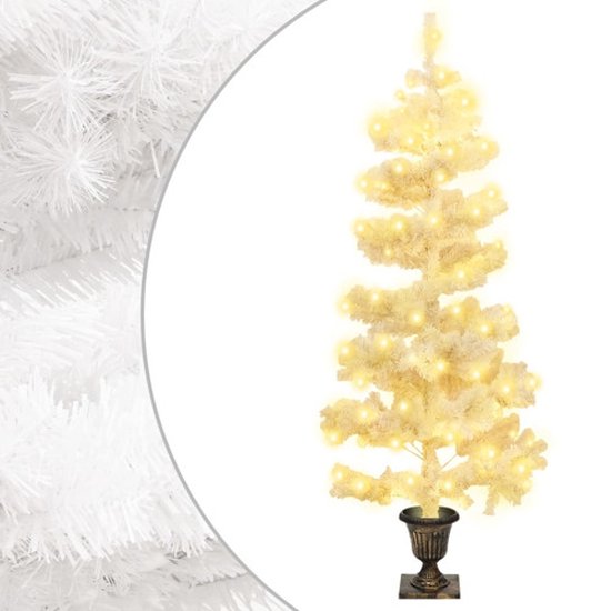 vidaXL Kunstkerstboom 120 cm PVC wit met verlichting en pot