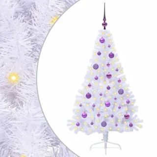 vidaXL kunstkerstboom 150 cm met ledverlichting in wit