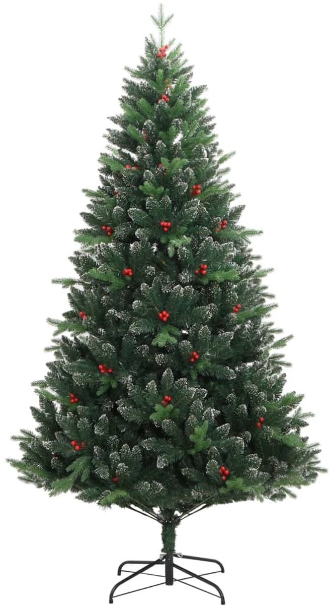 vidaXL Kunstkerstboom 150 cm met Scharnieren en Rode Bessen