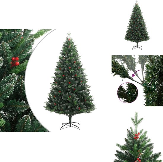 vidaXL Kunstkerstboom 150 cm met Scharnieren en Rode Bessen