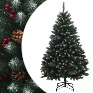 vidaXL kunstkerstboom 150 cm PVC groen en wit
