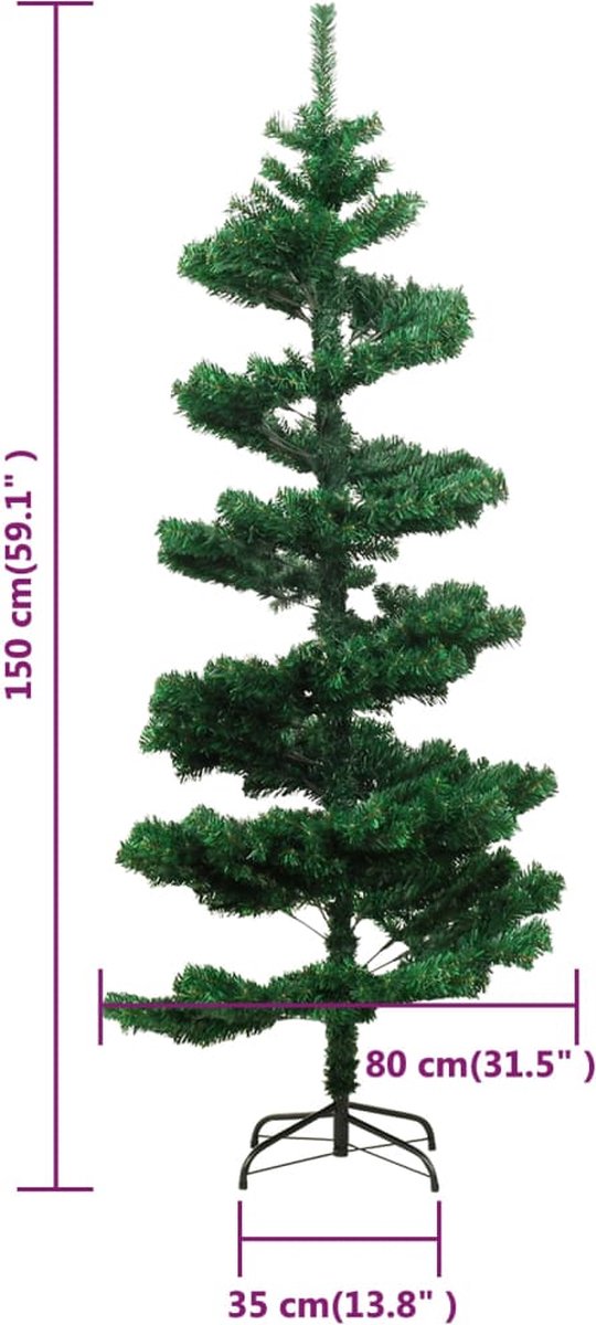 vidaXL Kunstkerstboom 150 cm PVC groen met verlichting en standaard
