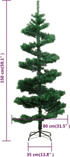 vidaXL Kunstkerstboom 150 cm PVC groen met verlichting en standaard
