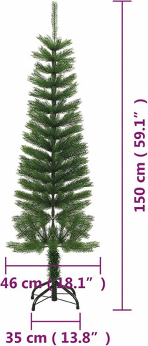 vidaXL Kunstkerstboom 150 cm Smal PE met standaard