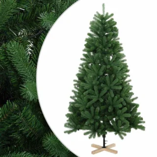 vidaXL kunstkerstboom 150 cm van pvc en massief grenenhout, groen