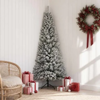 vidaXL kunstkerstboom 150 cm van pvc en staal groen en wit
