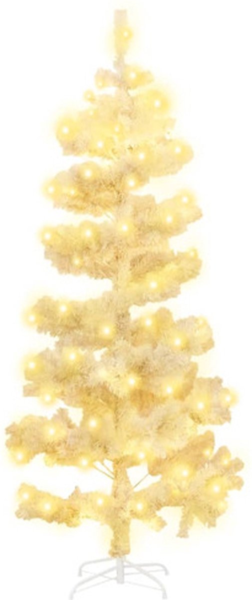 vidaXL Kunstkerstboom 150 cm Wit PVC met Verlichting en Standaard