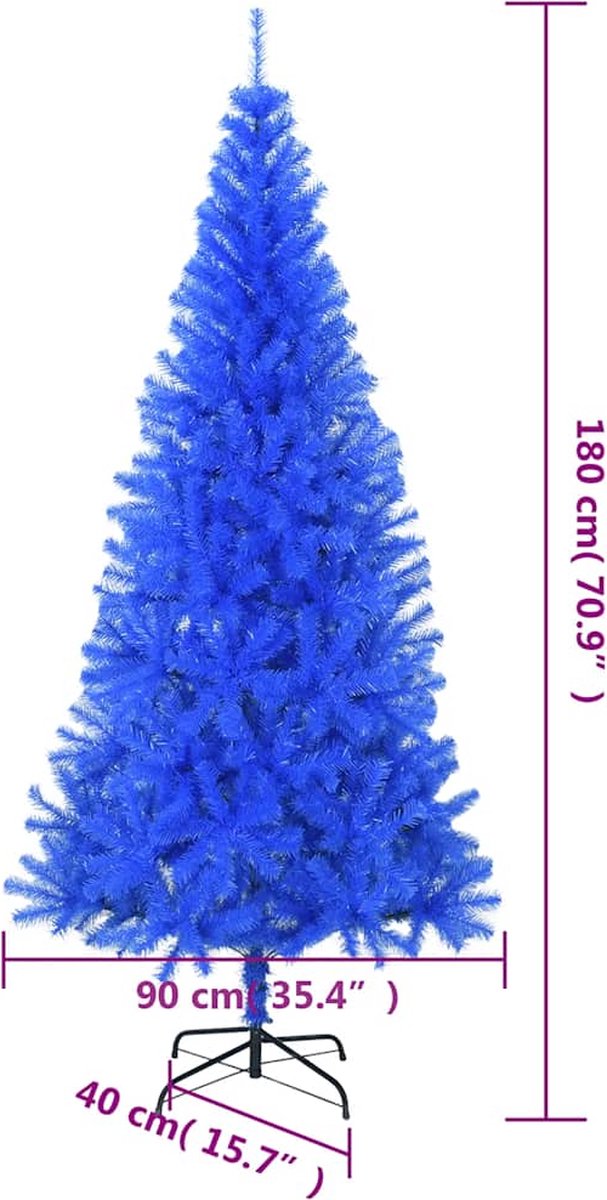 vidaXL Kunstkerstboom 180 cm blauw PVC met standaard