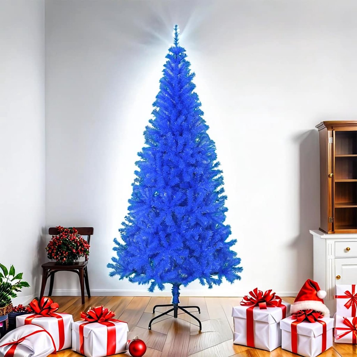 vidaXL Kunstkerstboom 180 cm blauw PVC met standaard