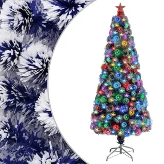 vidaXL Kunstkerstboom 180 cm glasvezel wit/blauw